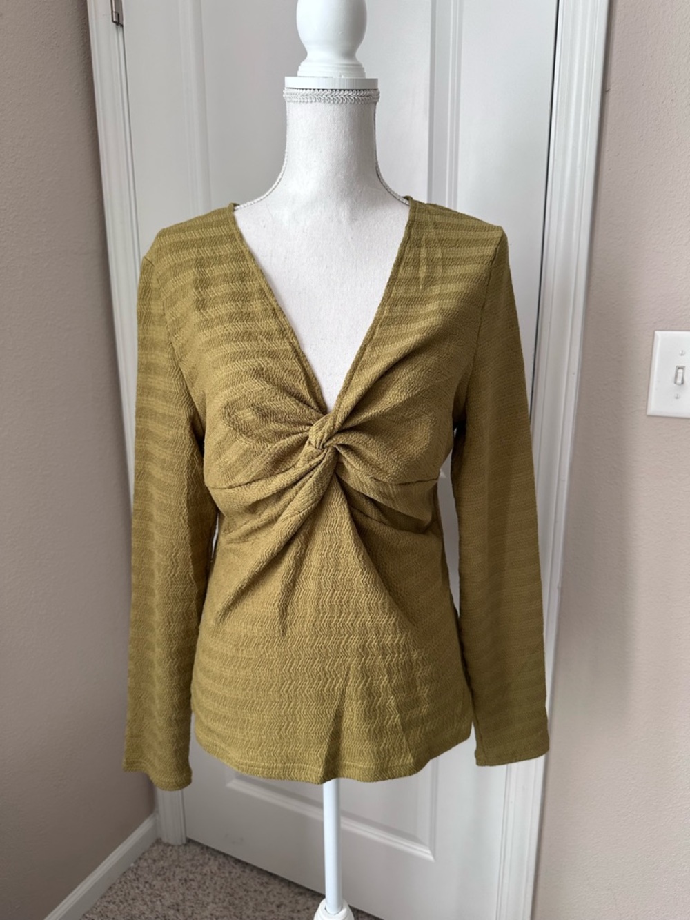 Knot-Front V-Neck Blouse